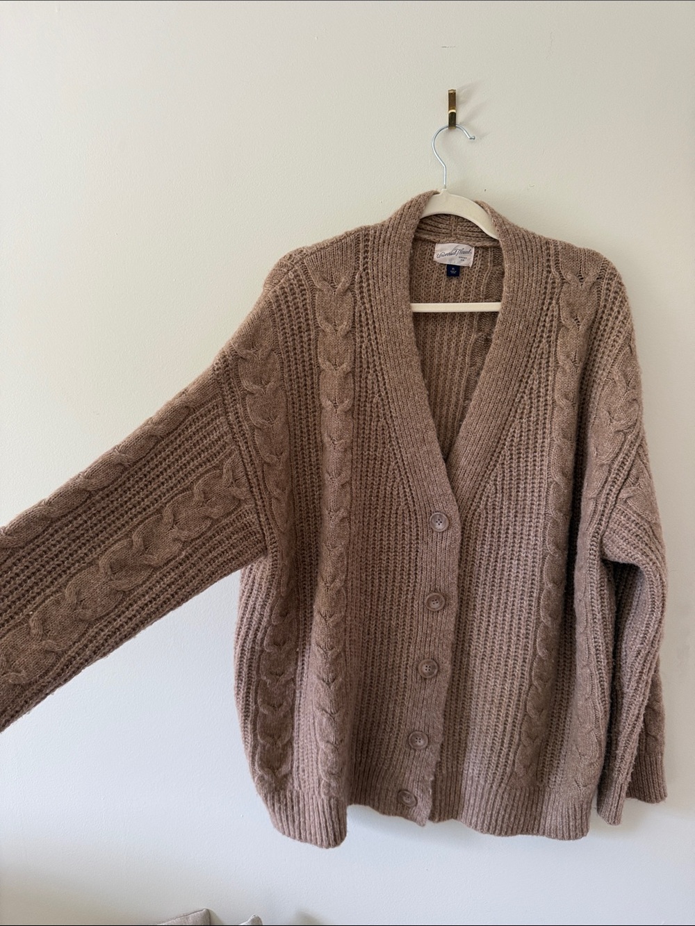 Universal Thread Taupe Cable Knit Button Front Cardigan - Picture 3 of 5